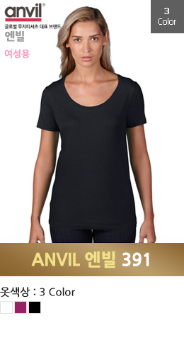 프리미엄 anvil 391 여성용 경량라운드 반팔 브랜드단체티 USA FIT (110g)