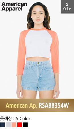 아메리칸어페럴 36수 여성 7부 라그랑 티셔츠 RSABB354W ( American Apparel 125g) SLIM FIT
