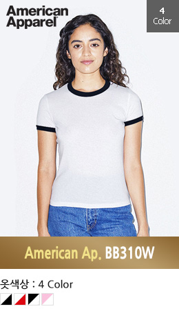 [아메리칸어페럴] 36수 BB310W 여성 링거 티셔츠 (125g) Slim FIT
