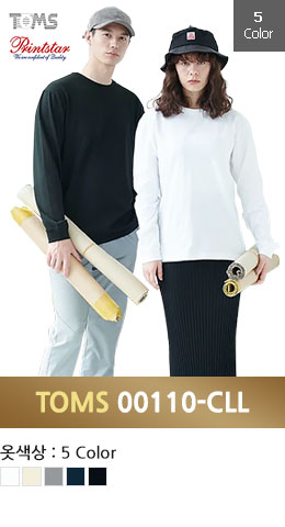 [톰스 TOMS] 17수 베이직 라운드 긴팔 (프린트스타 00110-CLL) (시보리 있음)